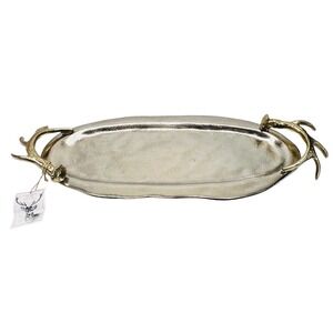 Food Platter With Antler Handles Serving Tray Kitchen Dinning‎ Decor Silver/Gold
